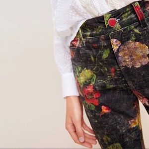 Pilcro and the Letterpress Floral Skinny Pants - Black and Multicolor